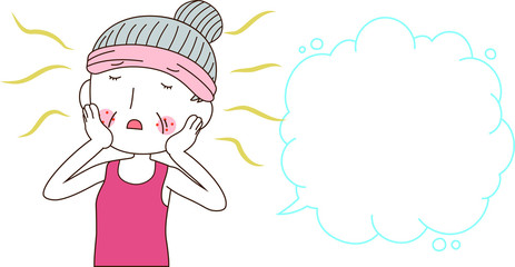 Illustration of a cute older woman with rough skin with Bubble Callout