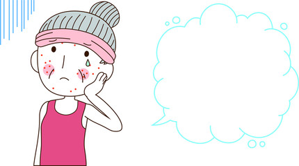 Illustration of a cute older woman with rough skin with Bubble Callout