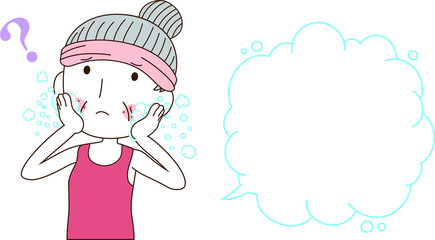 Illustration of a cute older woman with rough skin with Bubble Callout