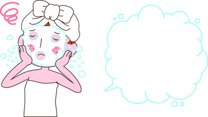 Illustration of a cute woman as after bathing with rough skin with Bubble Callout