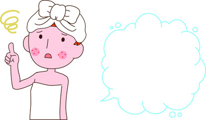 Illustration of a cute woman as after bathing with rough skin with Bubble Callout