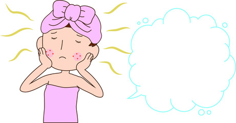 Illustration of a woman as after bathing with rough skin with Bubble Callout