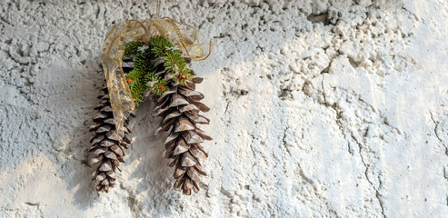 Christmas decoration on white wall