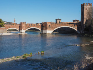 Naklejka premium Castelvecchio Bridge aka Scaliger Bridge in Verona