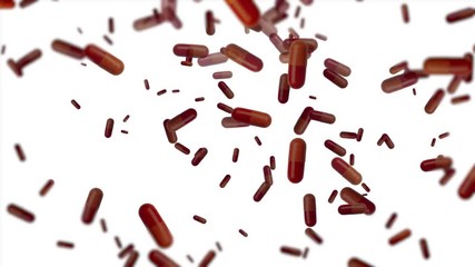 Falling red pills on white - Powered by Adobe