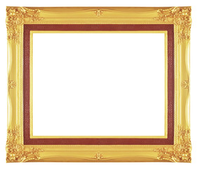 gold picture frame isolated on white