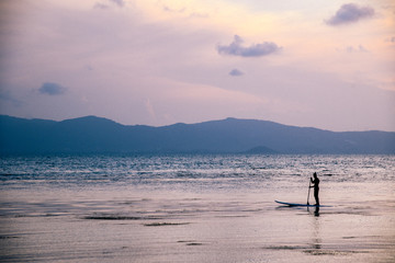 SUP along Coastline of Ko Phagnan Island in Thailand 