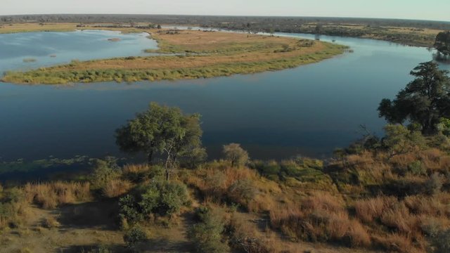 4K aerial shot, scenical flight over kwando river