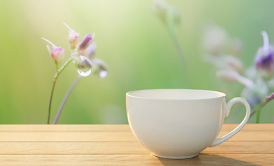 cup of tea on wooden table