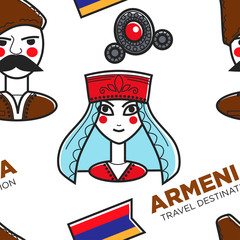 Armenia travel destination seamless pattern man and woman