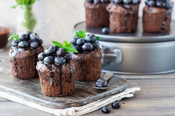 Chocolate Muffins with Chocolate and Blueberries