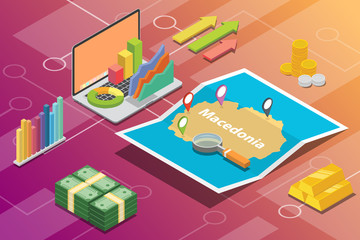 Obraz premium macedonia isometric business economy growth country with map and finance condition - vector