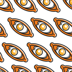 Ajarian Khachapuri Georgian cuisine seamless pattern dough and cheese with egg