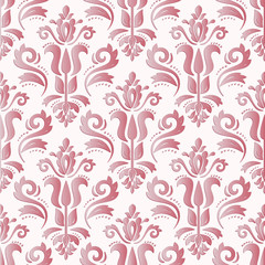 Seamless oriental ornament. Pink vector traditional oriental pattern with 3D elements, shadows and highlights