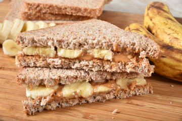 Healthy peanut butter and banana sandwich