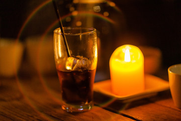 the lighting and atmosphere of a cafe