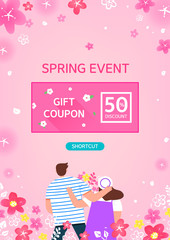 Spring shopping illustration. Spring flower