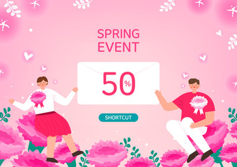 Spring shopping illustration. Carnation