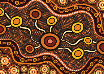 Aboriginal dot art vector painting. Connection concept