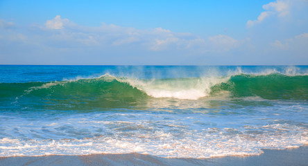 Powerful turquoise sea wave