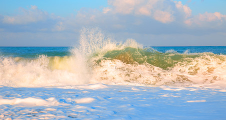 Powerful turquoise sea wave