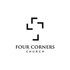 Obraz premium illustration logo from four corners with church logo design concept