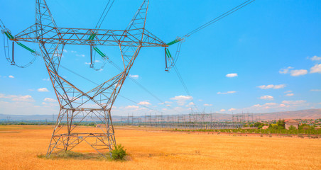 High Voltage electric substation with transformers 