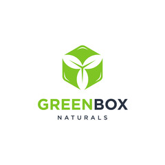 Combination logo from leaf with box or cube logo design concept