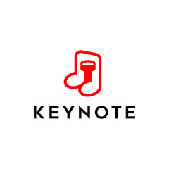 negative space logo combination from key with note music logo design concept