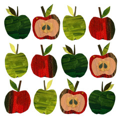set with a cut-out paper apples