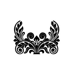 Black vintage baroque ornament, corner. Retro pattern antique style acanthus.