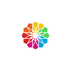 abstract flower colorful logo design concept