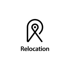 initial R with map pin logo design concept