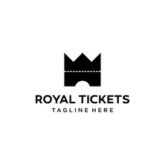 illustration logo combination from crown with ticket logo design concept