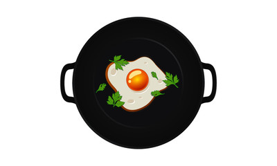 Pan with fried egg
