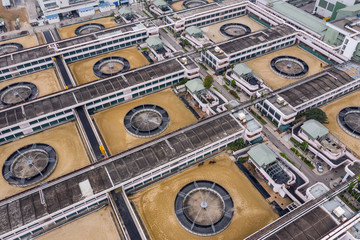 Top down view of Hong Kong Sewage treatment plant