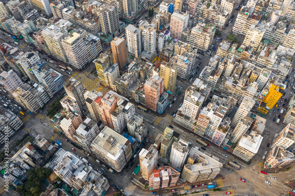 Canvas Prints top down view of hong kong city