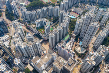 Aerial view of Hong Kong city