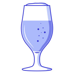 Beer glass. Alcoholic drink.Flat vector line art.