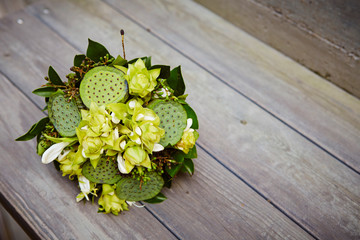 bouquet of on wooden background
