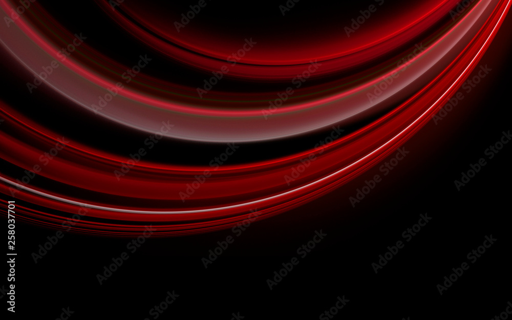Wall mural black background with abstract fractal red pattern