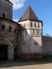Fototapeta na wymiar Tower, South Gate, Boris and Gleb Monastery, Borisoglebsk, Rostov district, Yaroslavl region, Russia
