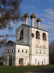 Fototapeta na wymiar Boris and Gleb Monastery belfry, Borisoglebsk, Rostov district, Yaroslavl region, Russia