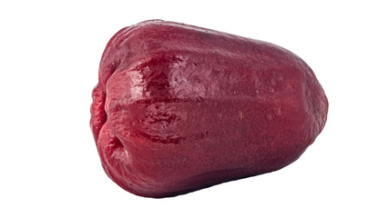 Rose apple or Syzygium samarangense fruit macro isolated on white background