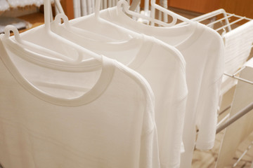Fototapeta na wymiar 白いTシャツ、肌着、ハンガー