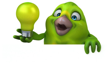 Fun green bird - 3D Illustration