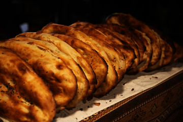 Traditional Azerbaijani tandoor bread baked in a clay oven called a tandoor and thin unleavened flatbread, called lavash