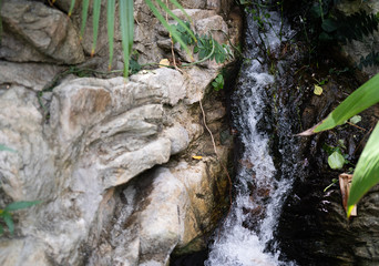 green, rocks, water fall,