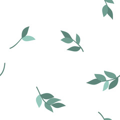 Seamless pattern green leaves and branches. Flat vector summer and spring background