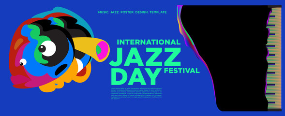 Vector colorful international jazz day poster and banner